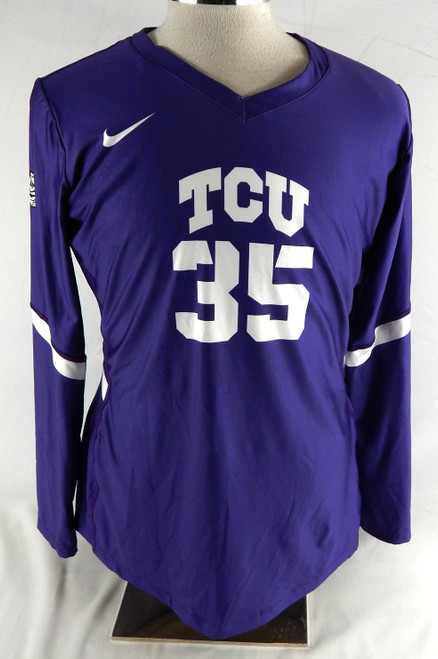 2023 Texas Christian TCU Frogs #35 Game Used Purple Jersey Volleyball XL 086