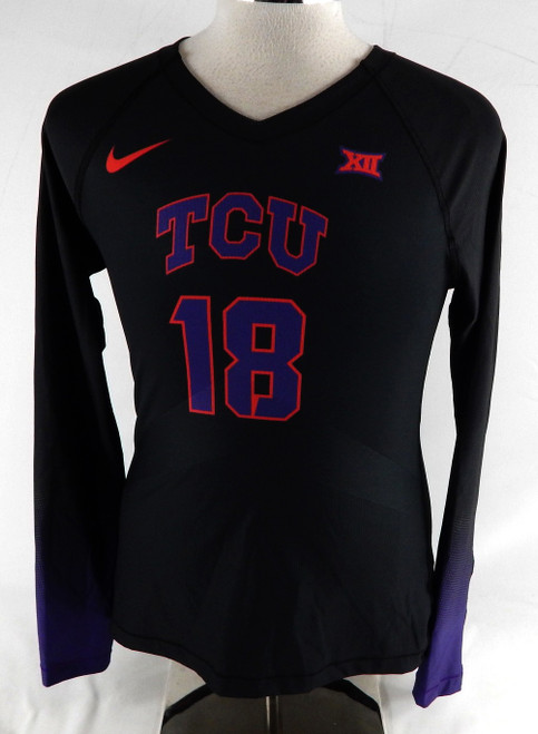 2023 Texas Christian TCU Frogs #18 Game Used Black Jersey Volleyball M 087