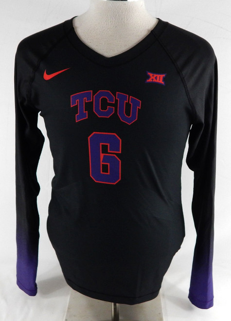 2023 Texas Christian TCU Frogs #6 Game Used Black Jersey Volleyball L 088