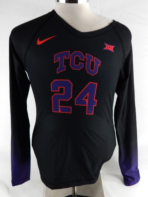 2023 Texas Christian TCU Frogs #24 Game Used Black Jersey Volleyball M 090