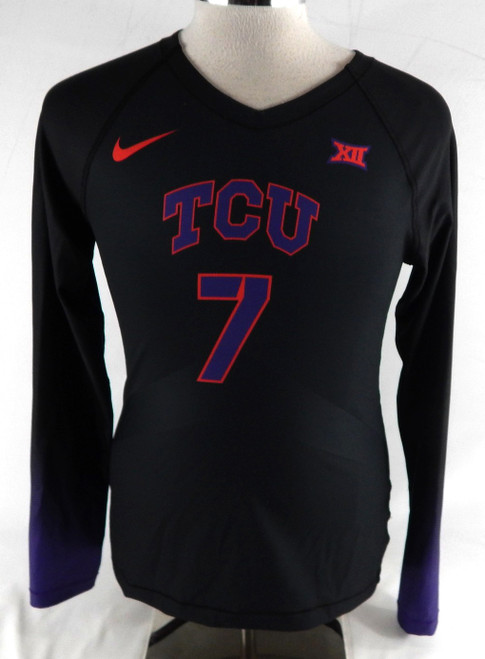 2023 Texas Christian TCU Frogs #7 Game Used Black Jersey Volleyball M 089