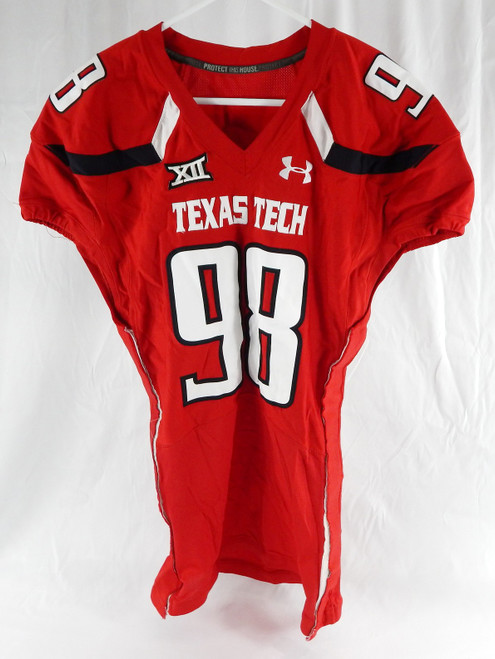 2015 Texas Tech Red Raiders #98 Game Used Red Jersey Football NP Rem 50 681