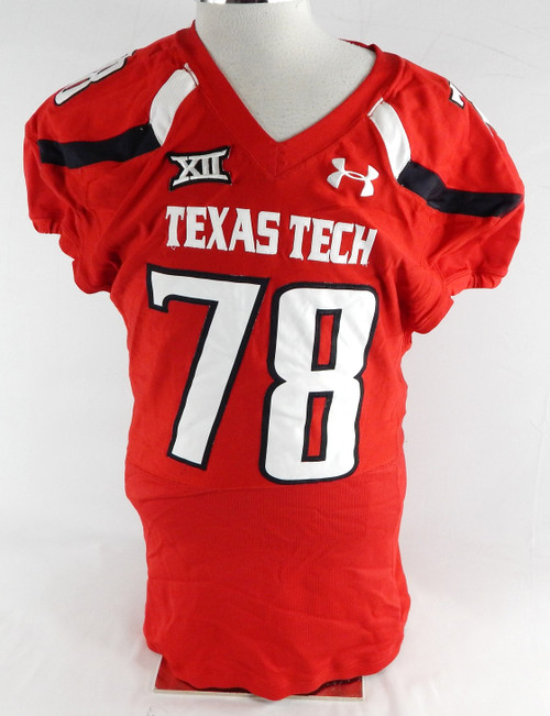 2015 Texas Tech Red Raiders #78 Game Used Red Jersey Football NP Rem 50 655