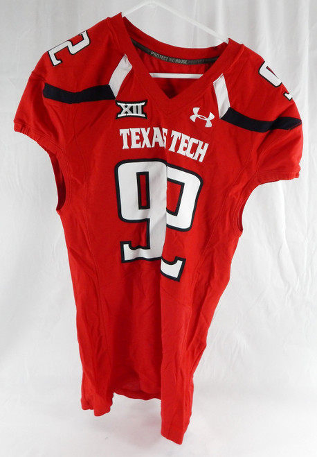 2015 Texas Tech Red Raiders #92 Game Used Red Jersey Football NP Rem 48 687