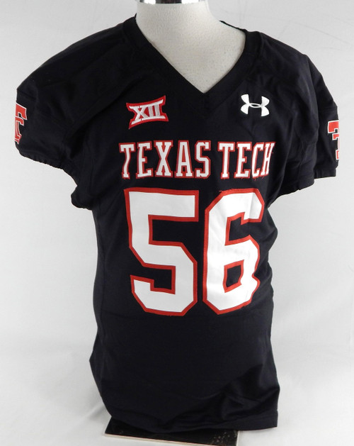 2014 Texas Tech Red Raiders #56 Game Used Black Jersey Football NP Rem 50 658
