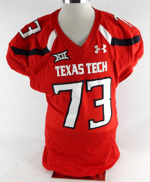2015 Texas Tech Red Raiders #73 Game Used Red Jersey Football NP Rem 50 671