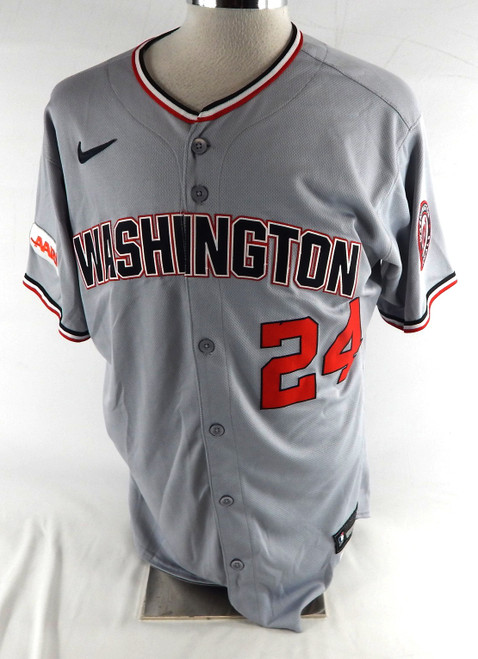 2025 Washington Nationals Cade Cavalli #24 Game Issued Pos Used Grey Jersey 44 1
