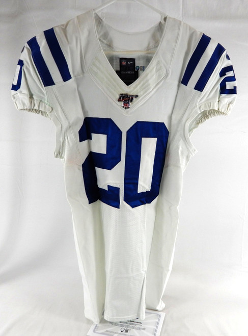 2018 Indianapolis Colts Jordan Wilkins #20 Game Issued Pos Used White Jersey 7