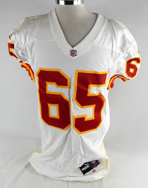 1999 Kansas City Chiefs Jeff Smith #65 Game Issued White Jersey 46 626