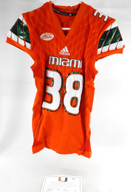 2016 Miami Hurricanes #38 Game Used Orange Jersey Football NP R L 215