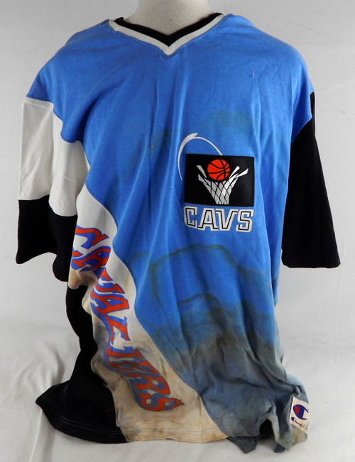 1996-97 Cleveland Cavaliers Game Issued Blue Shooting Shirt 50th Patch XXL DP01