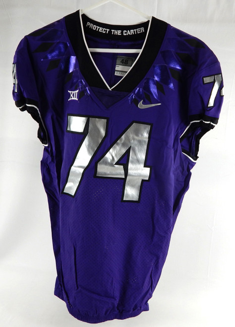 2019-24 Texas Christian TCU Frogs #74 Game Used Purple Jersey Football NP R 48 5