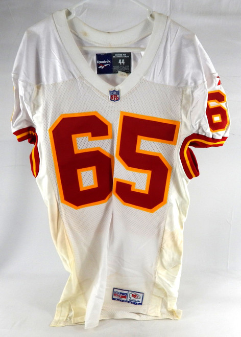 1997 Kansas City Chiefs #65 Game Issued White Jersey 44 075
