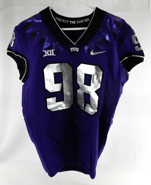 2019-24 Texas Christian TCU Frogs #98 Game Used Purple Jersey Football NP R 42 6