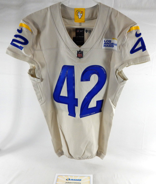 2022 Los Angeles Rams Matthew Orzech #42 Game Issued Pos Used Cream Jersey 42 8
