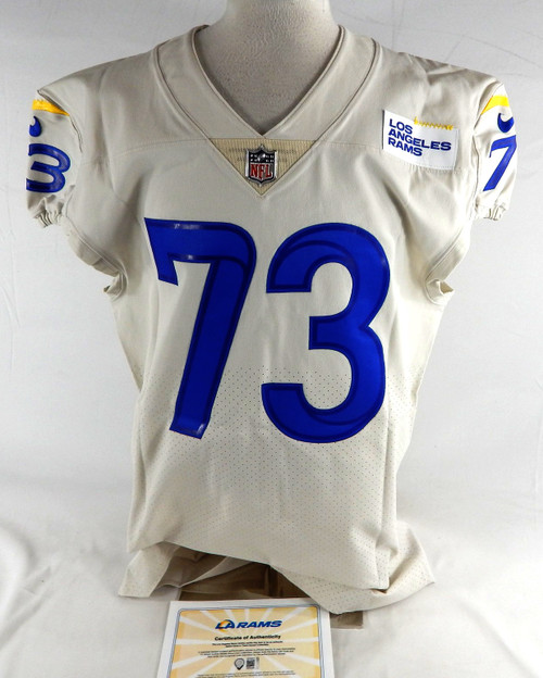 2020 Los Angeles Rams David Edwards #73 Game Issued Cream Jersey 48 657