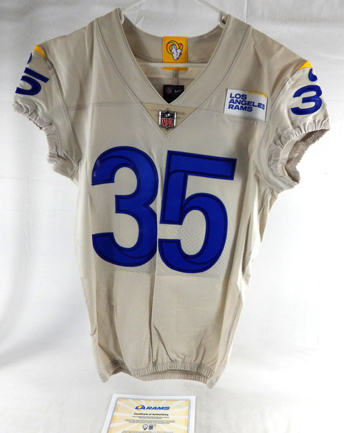 2020 Los Angeles Rams Xavier Jones #35 Game Issued Pos Used Cream Jersey 40 669