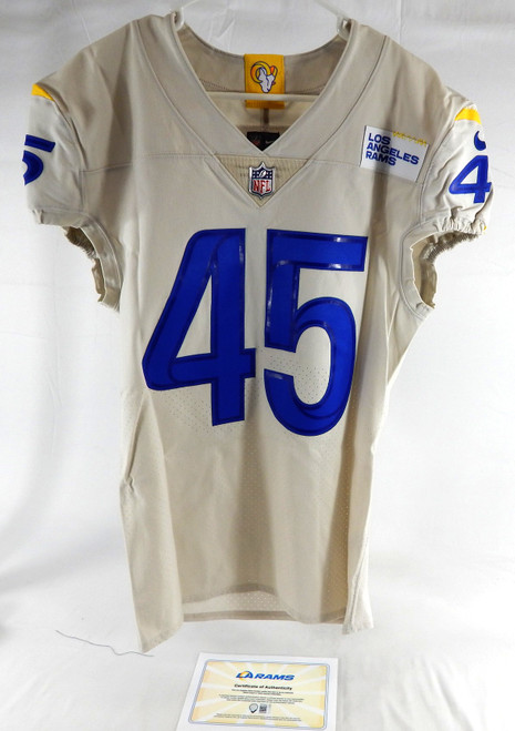 2020 Los Angeles Rams Ogbonnia Okoronkwo #45 Game Issued Cream Jersey 42 685