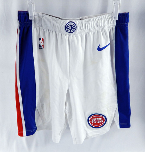 2025-26 Detroit Pistons Colby Jones #00 Game Used Wht Basketball Shorts Size 38