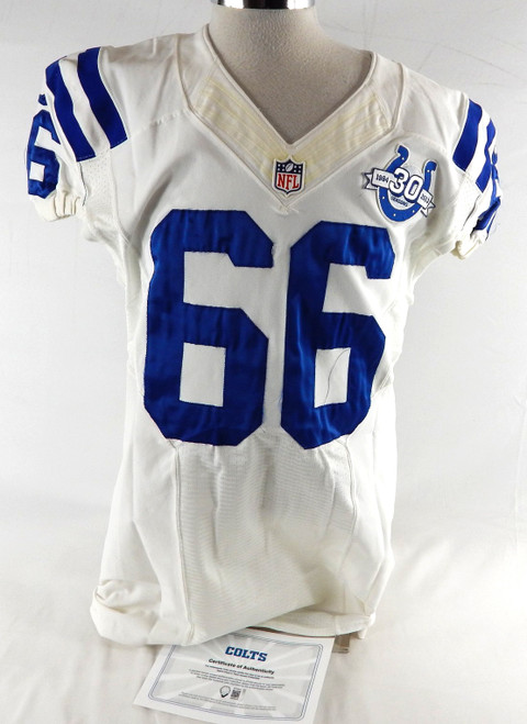 2013 Indianapolis Colts Donald Thomas #66 Game Issued  Used White Jersey 30 P 2