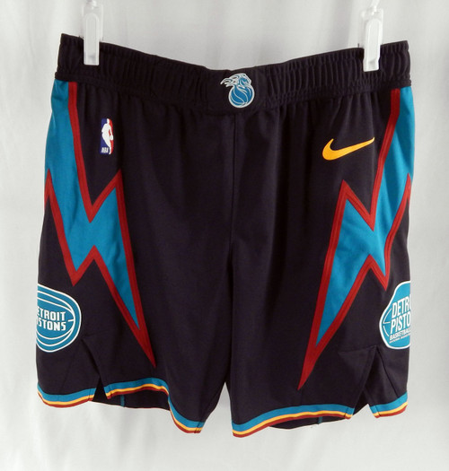 2025-26 Detroit Pistons Colby Jones #00 Game Used Blk Basketball Shorts City 38