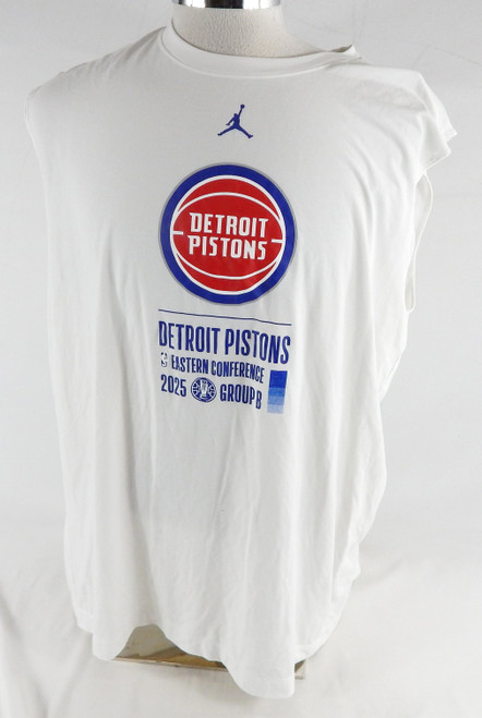 2025-26 Detroit Pistons #34 Game Used White Tank Shirt NBA Cup XL 579