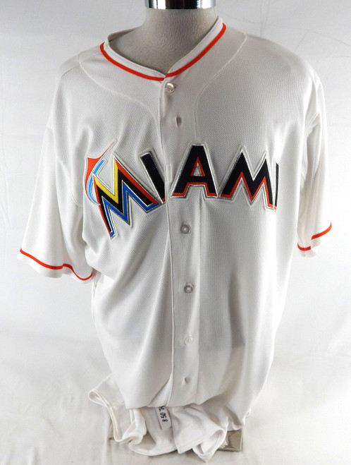 2014 Miami Marlins Ty Wigginton #42 Game Issued White Jersey J Robinson Day 50 0