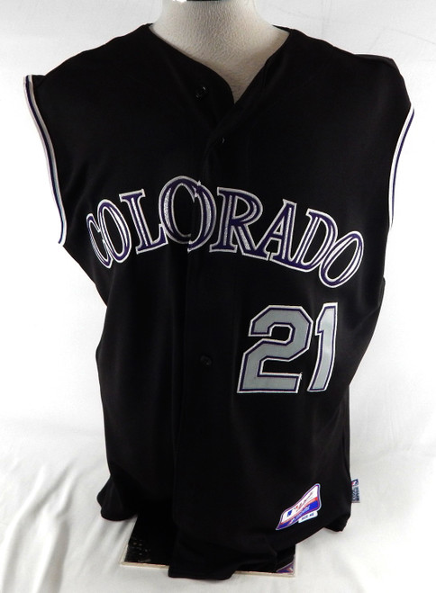 2008 Colorado Rockies Matt Kata #21 Game Issued Black Jersey 46 215
