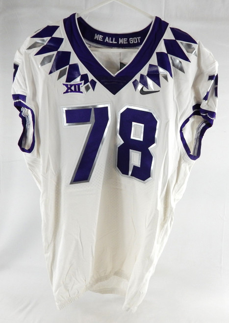 2019-24 Texas Christian TCU Frogs #78 Game Used White Jersey Football NP R 48 50