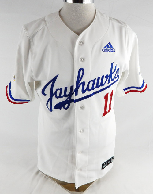 2025 Kansas Jayhawks #11 Game Used White Jersey Camo Baseball 40 635