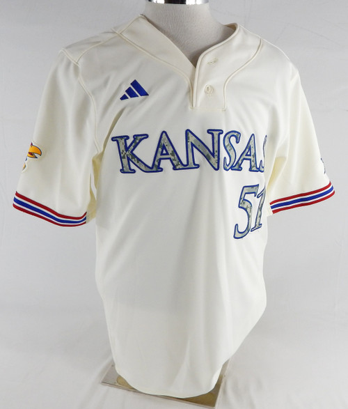 2025 Kansas Jayhawks #51 Game Used White Jersey Camo Baseball 46 637