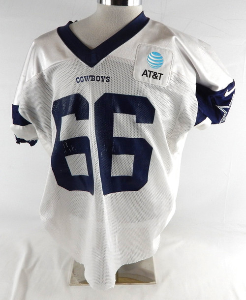 2025 Dallas Cowboys T.J. Bass #66 Game Used White Practice Jersey 60 456