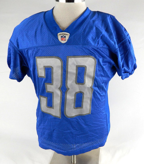 2018 Detroit Lions Mike Ford #38 Game Used Blue Practice Jersey 44 25