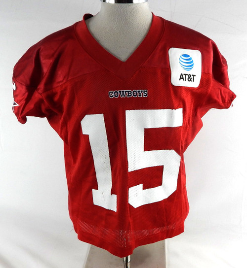 2025 Dallas Cowboys Will Grier #15 Game Used Red Practice Jersey 50 483