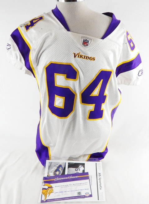 2009 Minnesota Vikings Anthony Herrera #64 Game Used White Jersey 12/20 50 224