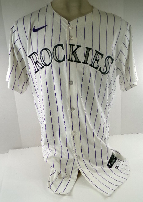 2025 Colorado Rockies Team Issued White Pinstripe Home Baseball Jersey Size 54