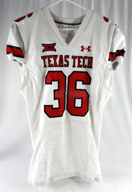 2022 Texas Tech Red Raiders #36 Game Used White Jersey Football NP Rem 46 087