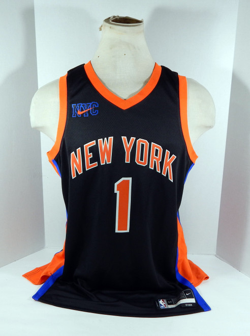 Men 2022 New York Knicks Obi Toppin #1 Black Jersey Swingman Nike NWT  52 XL 6S