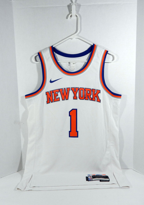 Men 2022 New York Knicks Obi Toppin #1 White Jersey Swingman Ed Nike NWT 44 3S