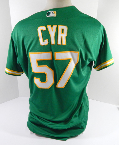 2022 Oakland Athletics Tyler Cyr #57 Game Used Kelly Green Jersey 2 Games 46 542