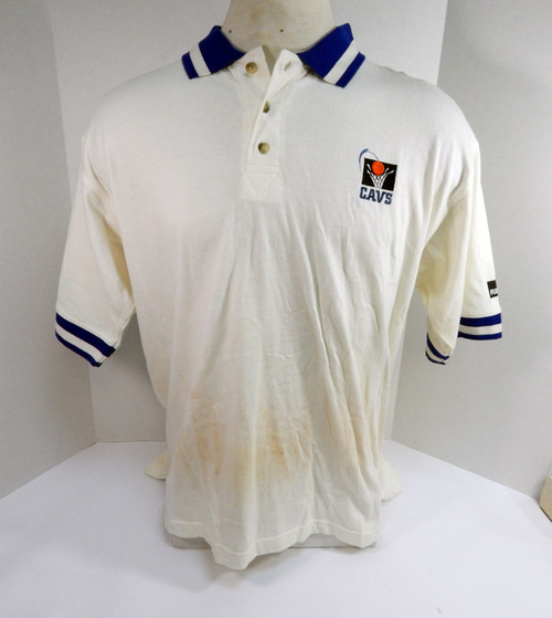 1990s Cleveland Cavaliers Team Issued White Collared Polo Shirt L DP48723