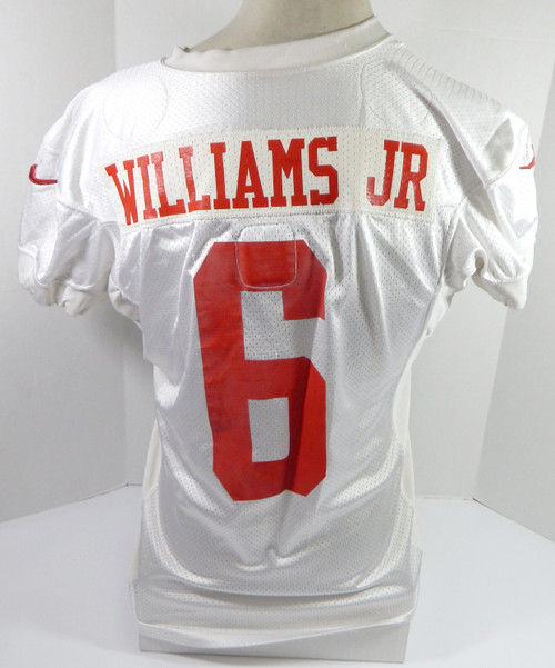 2012 San Francisco 49ers Williams JR #6 Game Used White Practice Jersey L 68