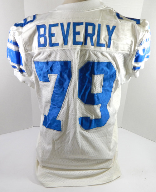 1999 Detroit Lions Eric Beverly #79 Game Used White Jersey 50 DP32885