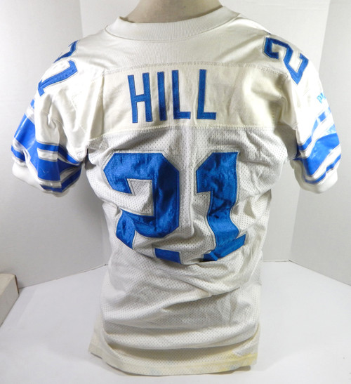 1999 Detroit Lions Hill #21 Game Used White Jersey 46 DP32887