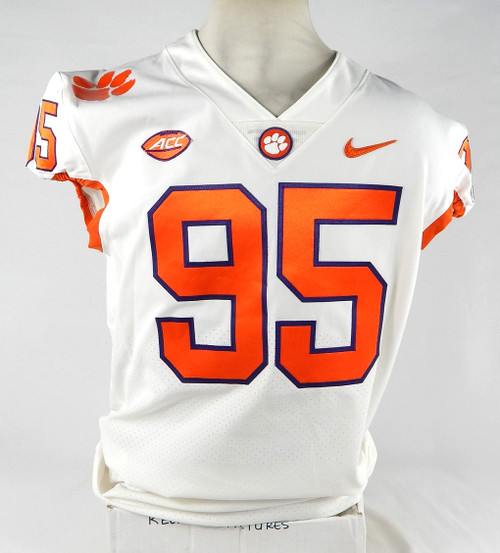 2018-22 Clemson Tigers #95 Game Used White Jersey NP Rem 46 768