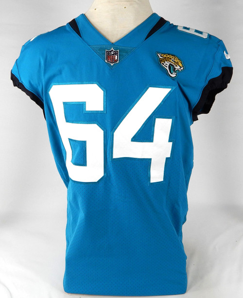 2020 Jacksonville Jaguars Austen Pleasants #64 Game Issued Blue Jersey 46 2