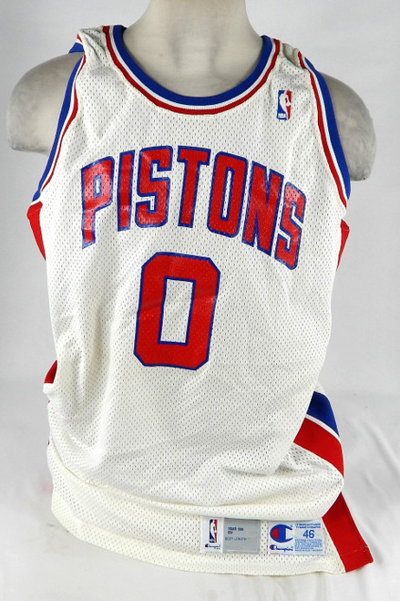 1991-92 Detroit Pistons #0 Game Issued White Jersey 46 DP75708