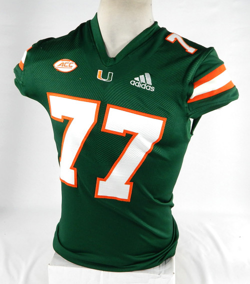 2019 Miami Hurricanes #77 Game Used Green Jersey NP Rem 2XL DP75307