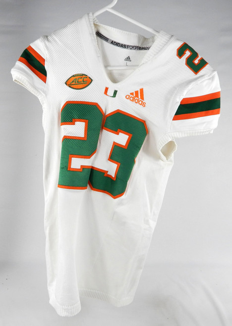 2018 Miami Hurricanes #23 Game Used White Jersey NP Rem L DP75355