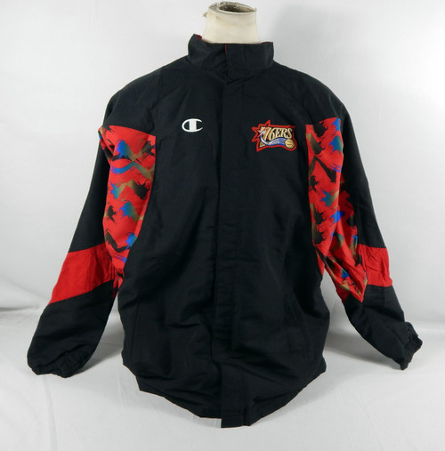 1997-98 Philadelphia 76ers Game Issued Black Warm Up Jacket 50 DP72269